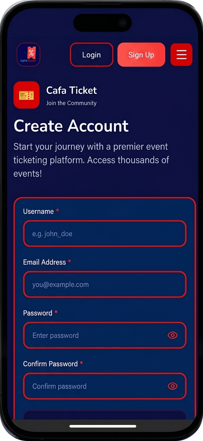 Cafa Tickets — screen 2 of 2
